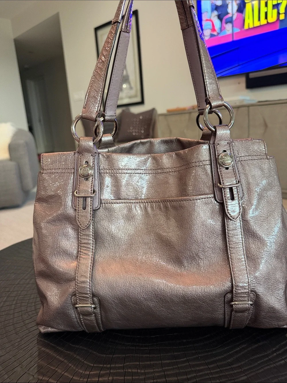 VINTAGE Coach Metallic Shoulder Tote with Double Straps